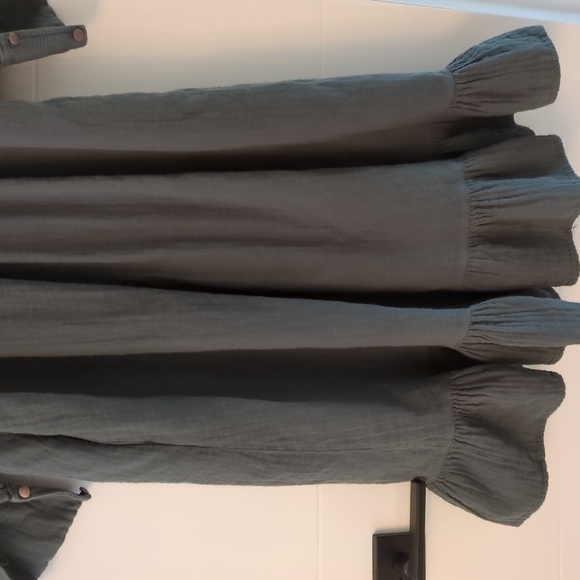 Belle Chiara Organic Cotton Gauzy Modest Midi Gray Long Sleeve Dress Size 16 - Picture 8 of 8